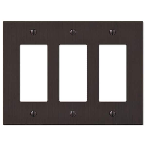 AMERELLE Barnard 3 Gang Rocker Metal Wall Plate - Aged Bronze