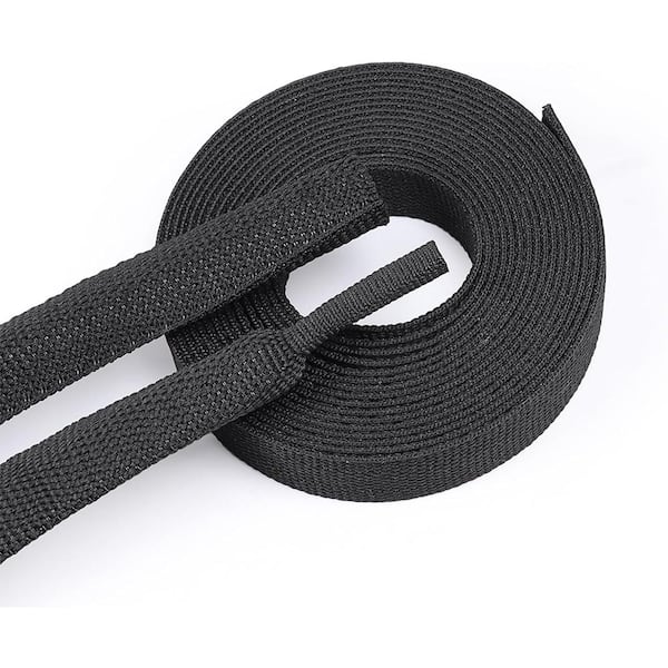 1/2 in. 16 ft. Black Fabric Heat Shrink Tubing Braided Sleeving with Durable Abrasion Protection Flexible Cable Sheath