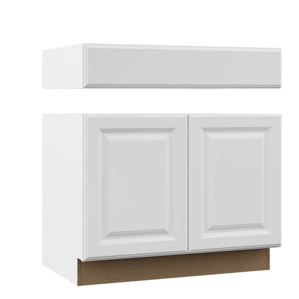 Hampton Bay Hampton Assembled 36 in. x 34.5 in. x 24 in. Accessible Sink Base Kitchen Cabinet in Satin White