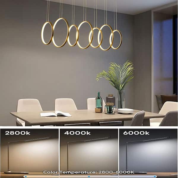 OUKANING 130-Watt Integrated LED Black Modern 7-Ring