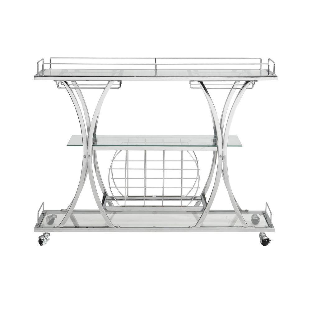 Contemporary Chrome Metal Framed Kitchen Cart with Wheels Storage Shelves (3Tier) GHNDT