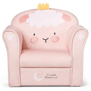Kids Pink Lamb Soft Velvet Children Armrest Couch