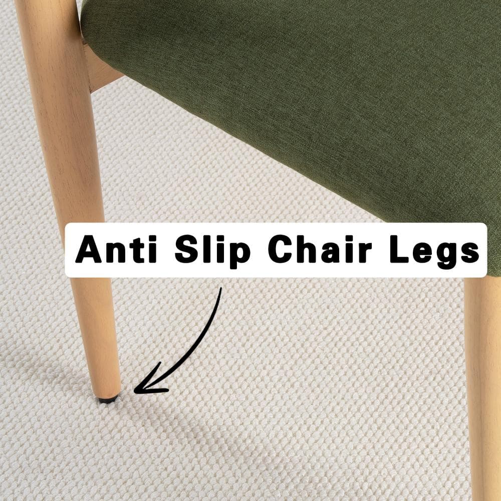 Close-up of a dining chair leg showing an anti-slip pad.