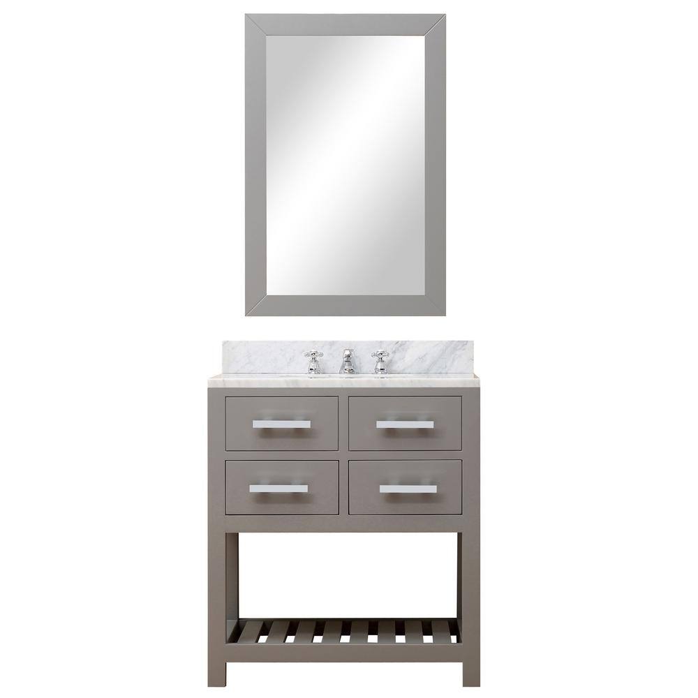 Madalyn 30" Cashmere Grey Solid Hardwood Single Sink Vanity with Marble Top
