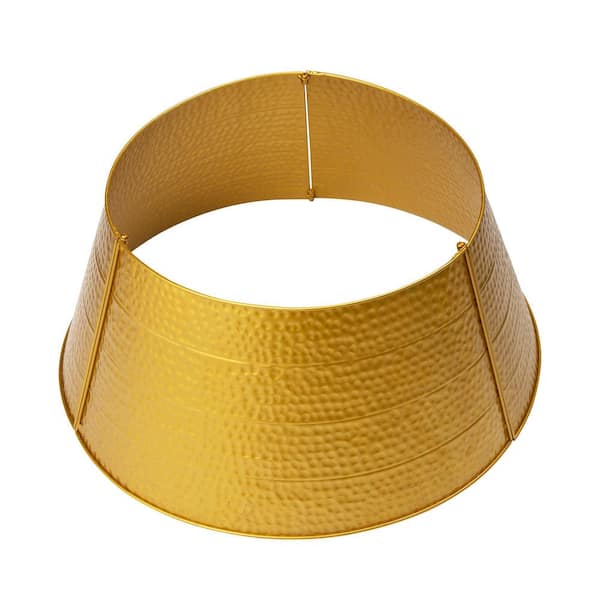 Glitzhome 26 in. Dia Golden Hammered Metal Tree Collar(KD)