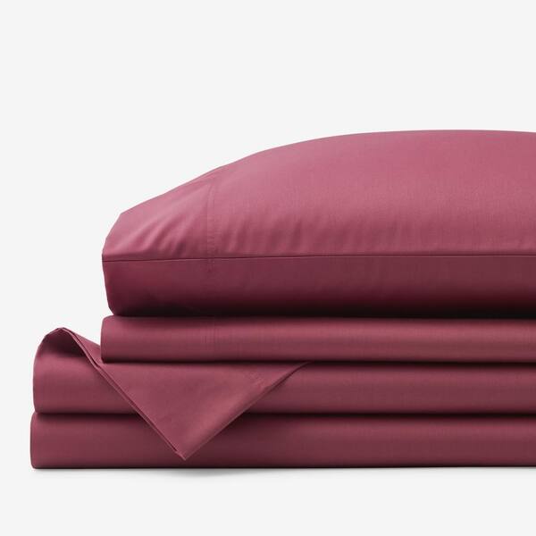 The Company Store Company Cotton 3-Piece Marsala Solid 300-Thread Count Wrinkle-Free Sateen Twin XL Sheet Set