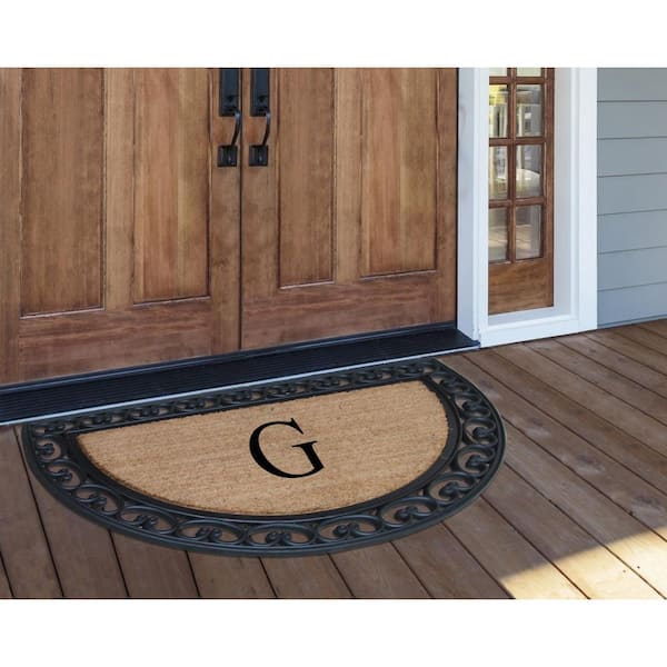 A1 Home Collections A1hc Dirt Trapper Black/Beige 23 in. x 38 in. Rubber and Coir Heavy Weight Large Monogrammed G Doormat