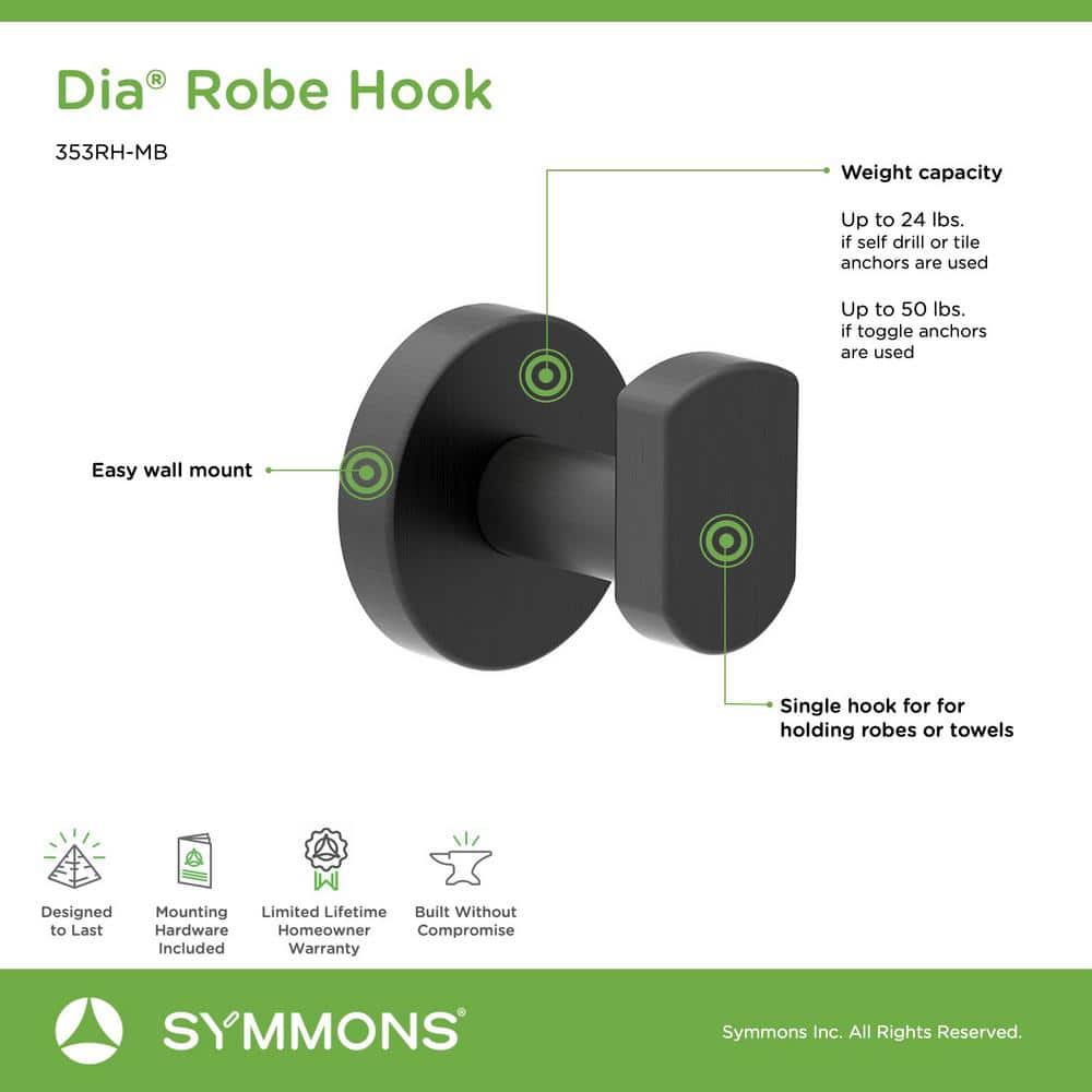 Matte Black Metal Wall-Mounted Robe Hook