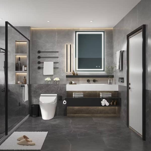 36 in. W x 28 in. H Rectangular Frameless Wall Mounted Led Classy Bathroom Vanity Mirror in Silver W/ Focused Backplane