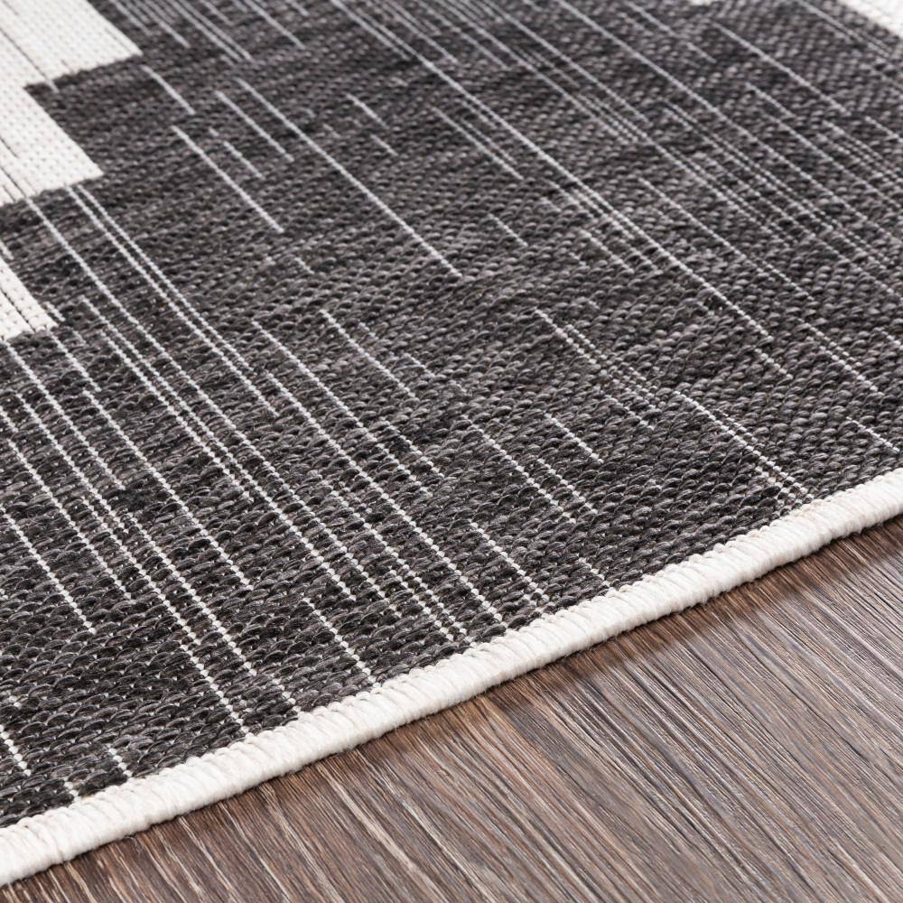 Eagean Round Black Synthetic Stain-Resistant Area Rug