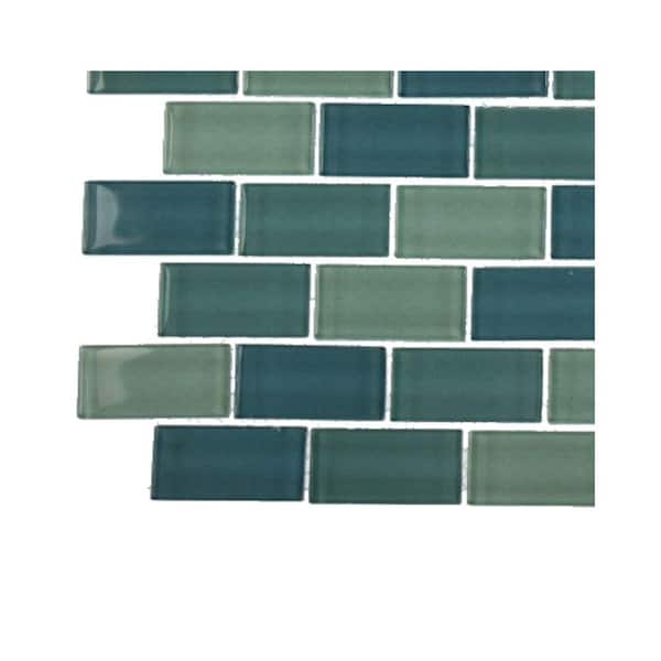 Splashback Tile Aqua Splash Blend Glass - 6 in. x 6 in. Tile Sample-DISCONTINUED