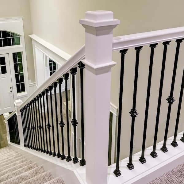 Stair Parts 0 5 In Satin Black Flat Metal Baluster Shoe I342d 000 Hda0d The Home Depot