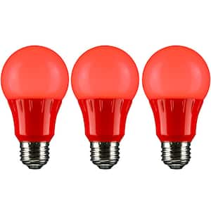 22-Watt Equivalent A19 LED Red Light Bulbs Medium E26 Base in Red (3-Pack)