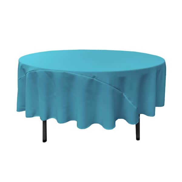 LA Linen 90 in. Dark Turquoise Polyester Poplin Round Tablecloth