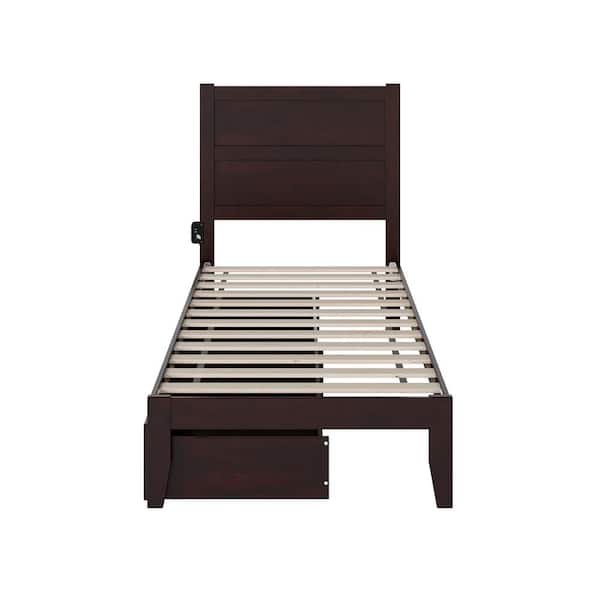 AFI NoHo Espresso Twin Solid Wood Storage Platform Bed with 2-Drawers