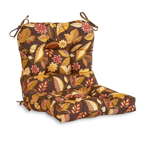 Greendale Home Fashions 19 in. x 19 in. 1-Piece Mid-Back Outdoor Dining Chair Cushion in Timberland Floral