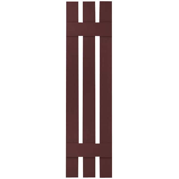 Ekena Millwork 12 in. x 39 in. Lifetime Vinyl Custom Three Board Spaced Board and Batten Shutters Pair Bordeaux