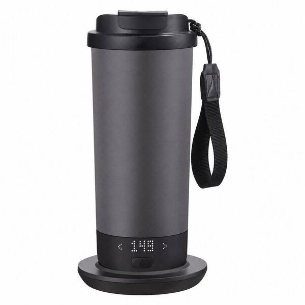 20 oz. Stainless Steel Black Drinkware Double Wall Insulated Self-Heating Coffee Mug with Lid and Coaster