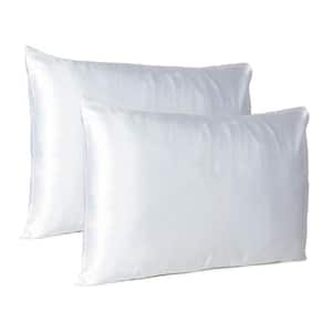 Amelia White Solid Color Satin Queen Pillowcases (Set of 2)