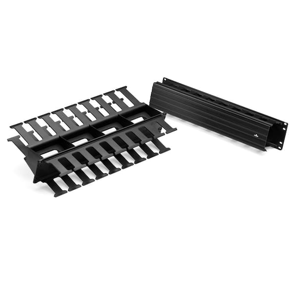 Cable Management Solutions 2RU 3 in. x 3 in. Front 2 in. x 4 in. Rear Horizontal Cable Management, Black 492RU-HFR