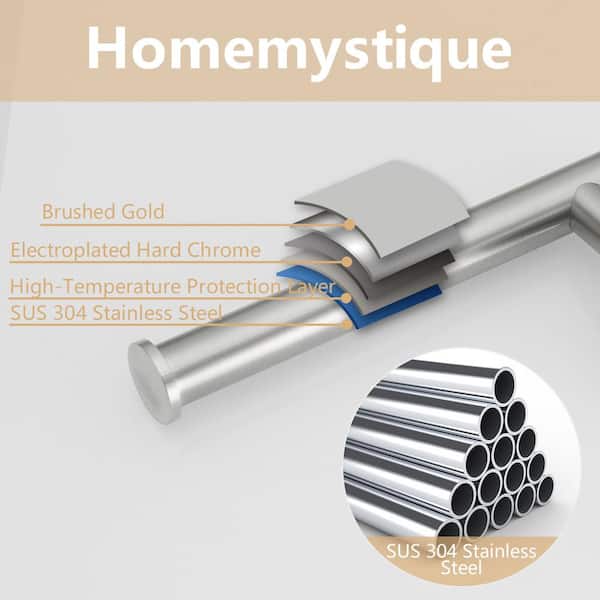Bathroom Hardware 4-Piece Bath Hardware Set with Towel Ring, Robe Hook, Toilet Paper Holder in Brushed Nickel