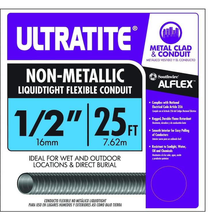 Southwire 1/2 in. x 25 ft. Ultratite Liquidtight Flexible Non-Metallic PVC Conduit