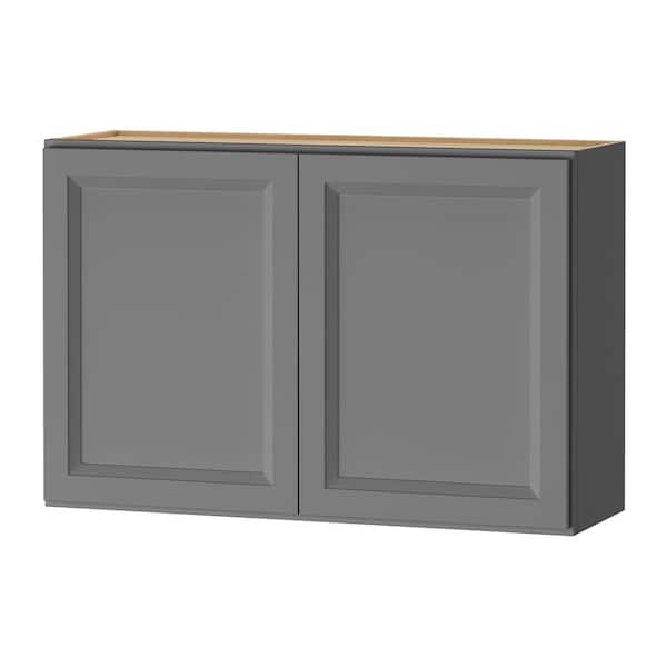 Keyport Shaker 36 in. W x 12 in. D x 24 in. H Charcoal Plywood Tool-Free Ready To Assemble Wall Bridge Kitchen Cabinet