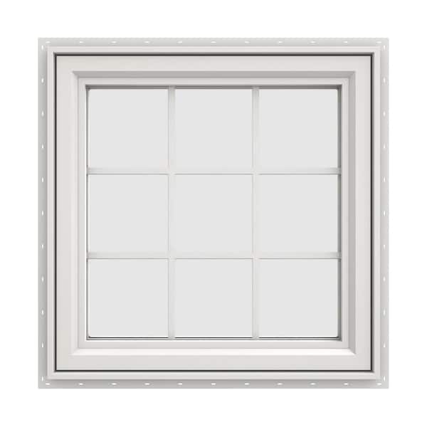 JELD-WEN 29.5 in. x 29.5 in. V-4500 Series White Vinyl Right-Handed Casement Window with Colonial Grids/Grilles