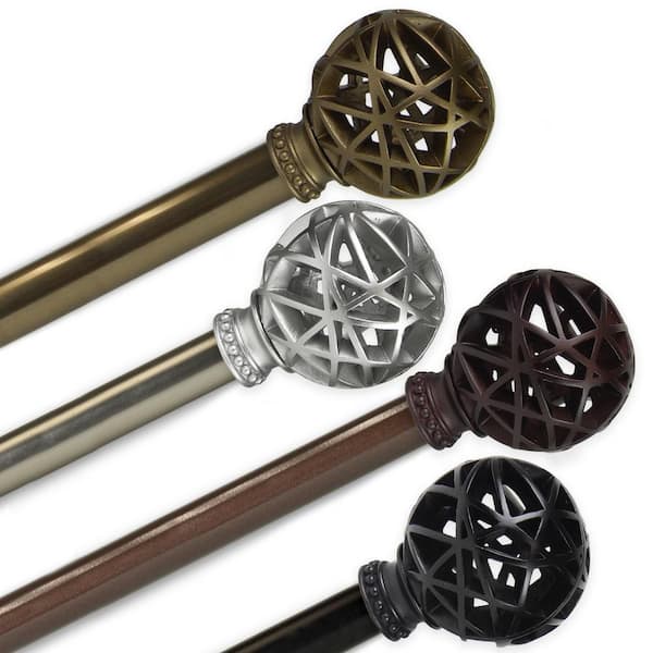 EMOH 18 in. to 28 in Adjustable 13/16 Dia Single Curtain Rod in Cocoa with London Finials