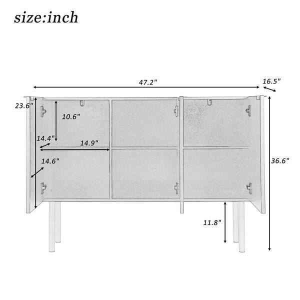 47.2-in W x 16.5-in D x 36.6-in H in White Particle Board Assemble Upper Pantry Kitchen Cabinet with Gold Metal Legs