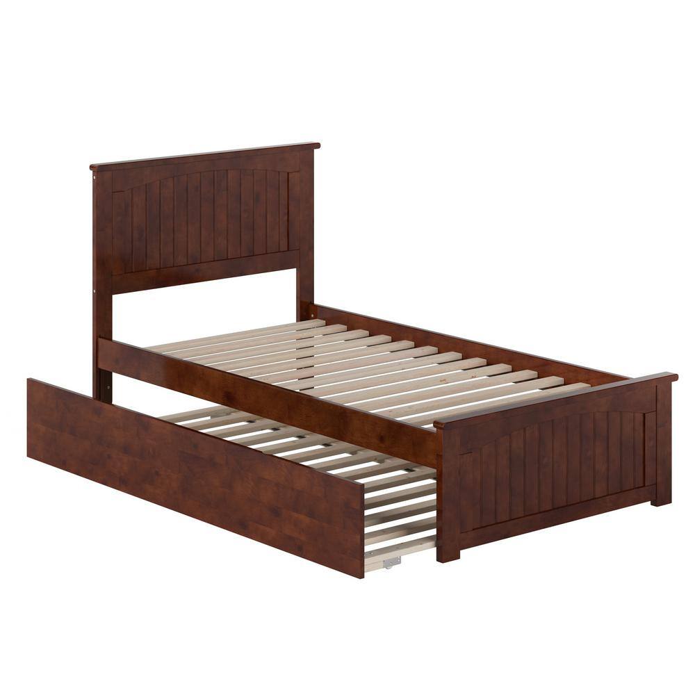Nantucket Walnut Twin Wood Platform Bed with Trundle