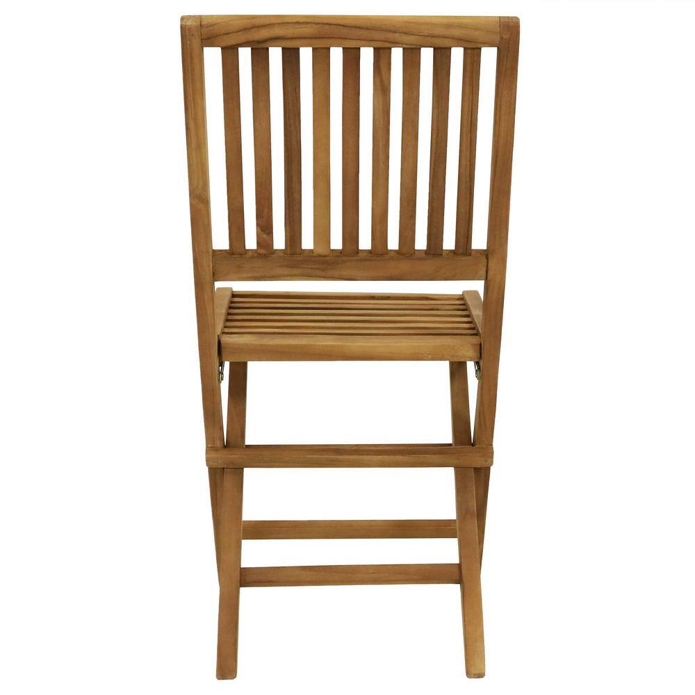 Sunnydaze Light Brown Teak Folding Outdoor Dining Chairs - Set of 2