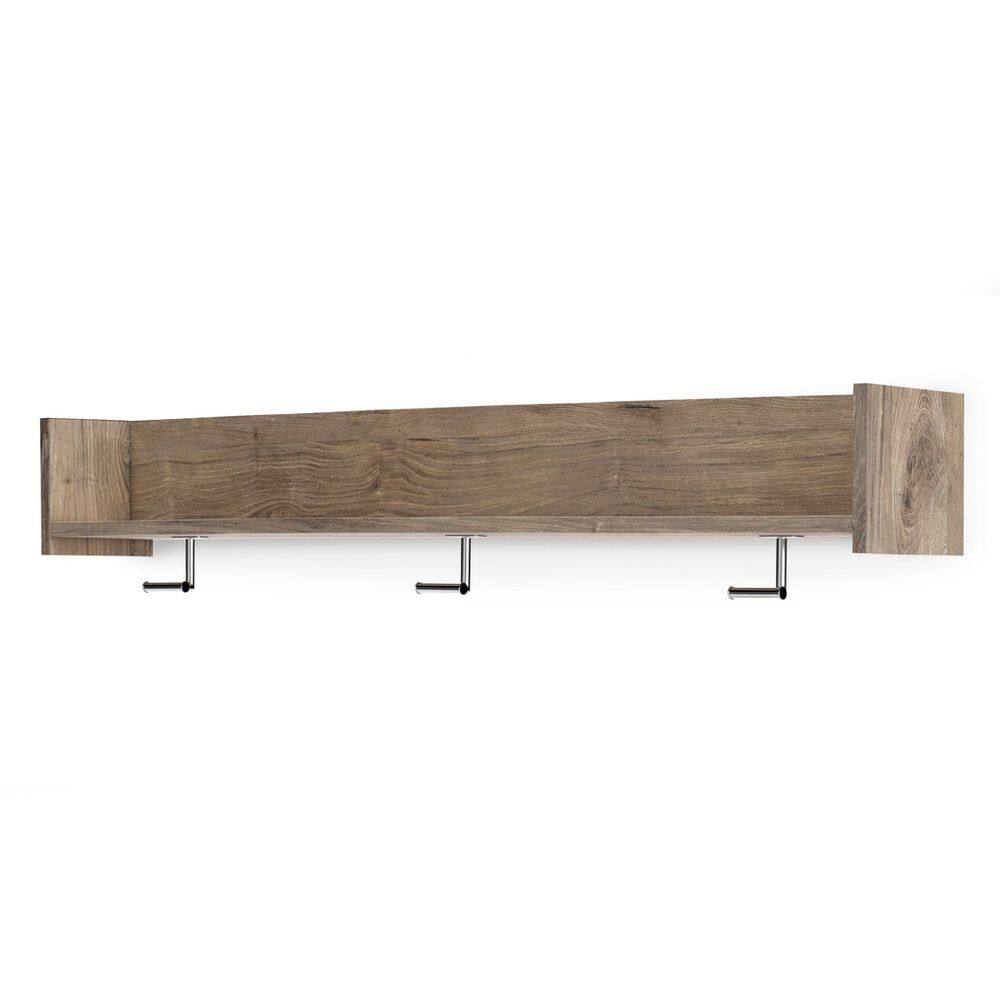 Oliah Brown Wall-Mounted Coat Rack with Shelf - thumbnail 2