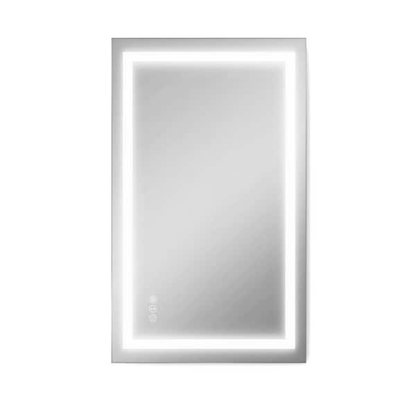 23.62 in. W x 35.43 in. H Large Rectangular Frameless LED Light Wall Bathroom Vanity Mirror in Silver