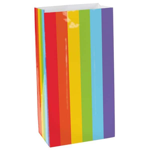 Amscan 10 in. x 5.25 in. Rainbow Paper Bags (12-Count, 9-Pack)