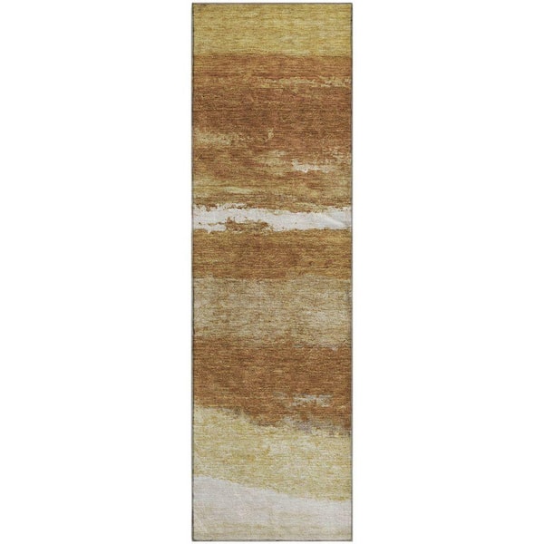Mayfield Premium Machine Washable Abstract AMF2169 Paprika 2 ft. x 7 ft. Runner Rug