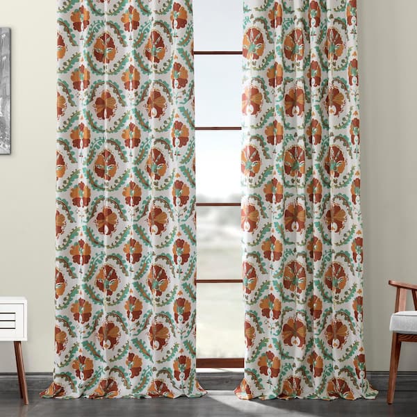 Exclusive Fabrics & Furnishings Tribeca Hibiscus Multi-Colored Printed  Linen Textured Room Darkening Curtain - 50 in. W x 84 in. L (1 Panel)  BOCH-DLN1917-84 - The Home Depot