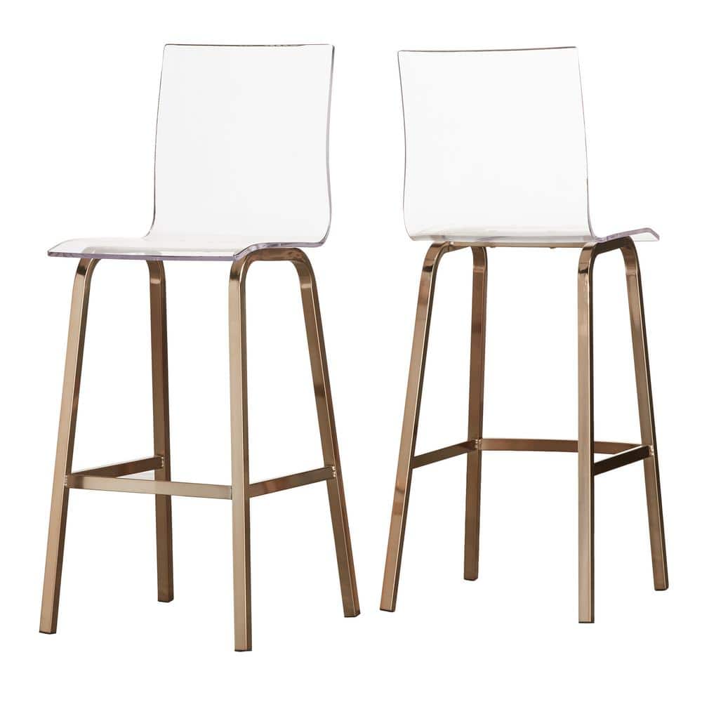 Homesullivan Penny 29 In Champagne, Lucite And Brass Bar Stools
