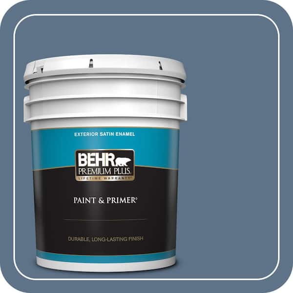 BEHR PREMIUM PLUS 5 gal. #580F-6 Lost Atlantis Satin Enamel Exterior Paint & Primer