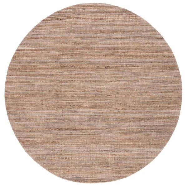 Cape Cod 6 ft. x 6 ft. Round Natural Solid Color Striped Area Rug