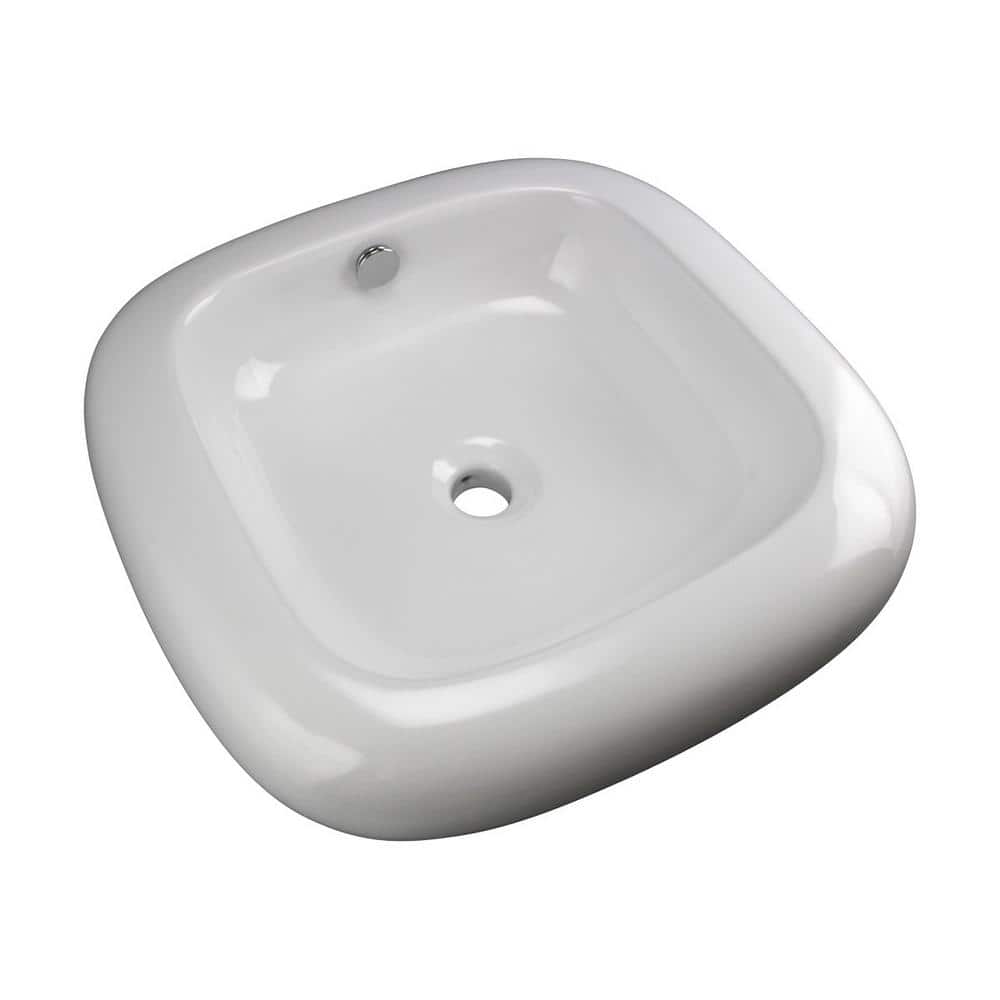 Capri 21" White Ceramic Countertop Vessel Sink with Reno-Gloss Finish