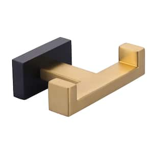 Wall Mounted Square J-Hook Robe/Towel Hook in Black and Gold