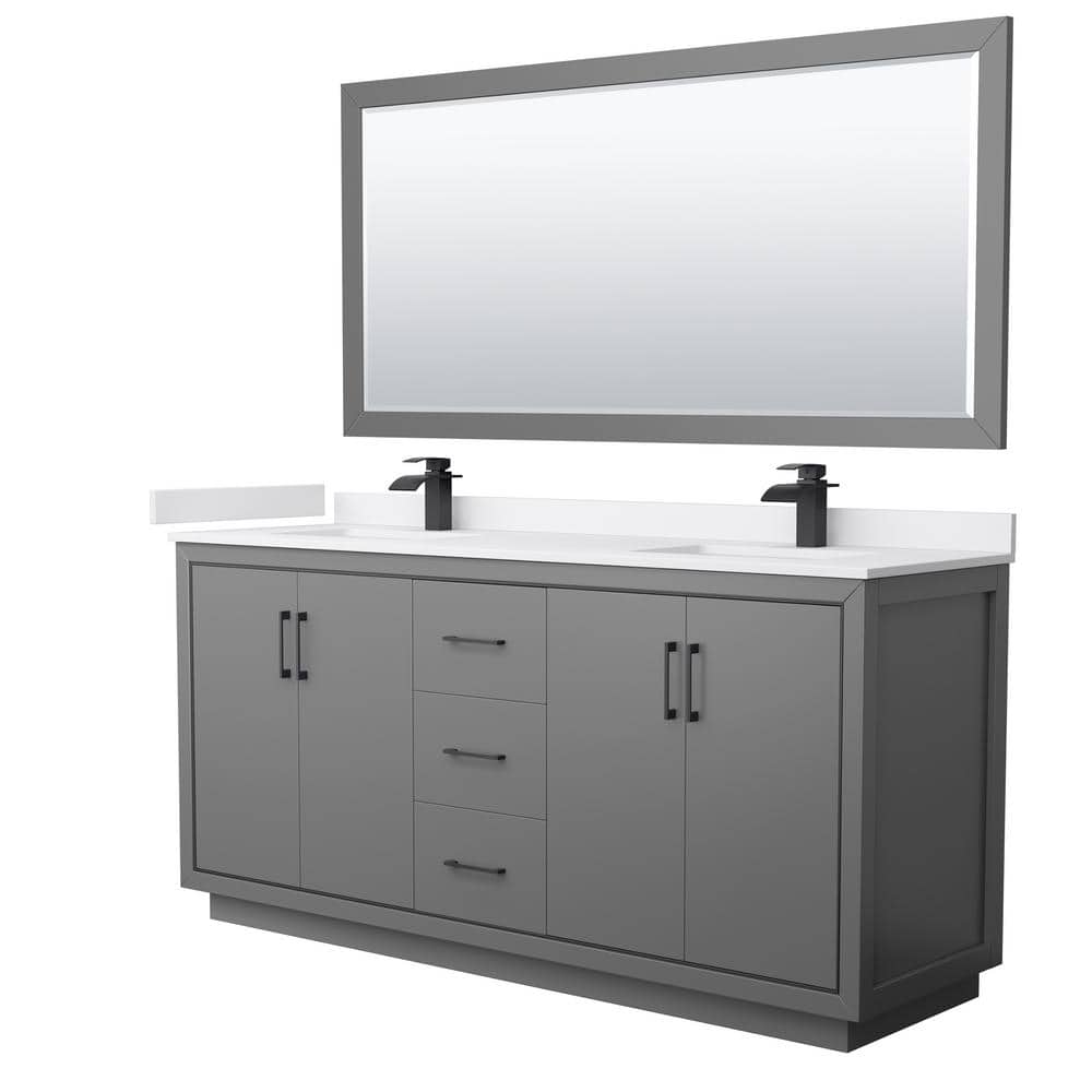 Icon 72 in. W x 22 in. D x 35 in. H Double Bath Vanity in Dark Gray with White Cultured Marble Top and 70 in. Mirror price history on PriceWatchPro
