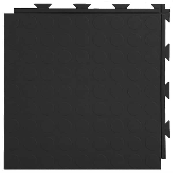 Greatmats Hiddenlock Coin Top 1 ft. x 1 ft. x 1/4 in. Black PVC Plastic Interlocking Garage Floor Tile (Case of 20)