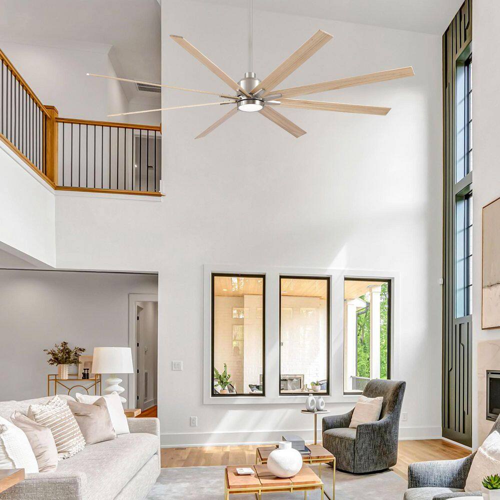 84 in. Brushed Nickel Lower Profile Downrod Mount Standard Ceiling Fan with Light Remote Control price history on PriceWatchPro