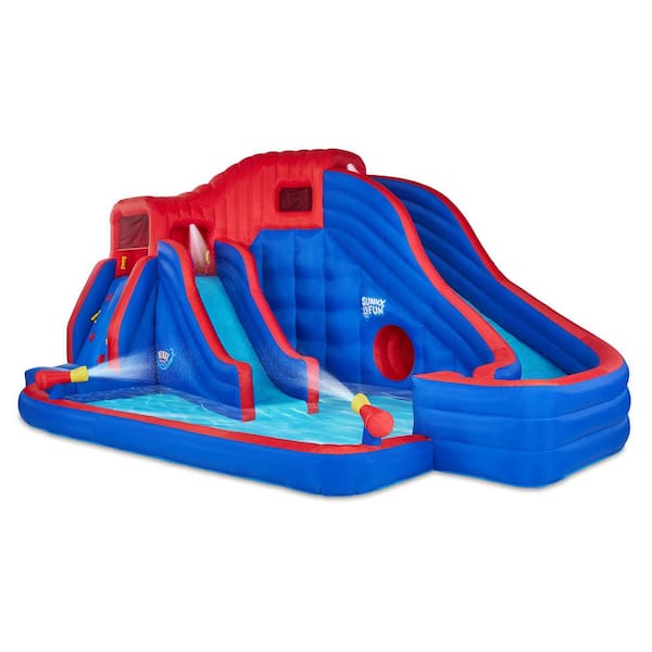 SUNNY & FUN Inflatable Water Slide Park and Blow up Pool w/Pump, Kids Water Park