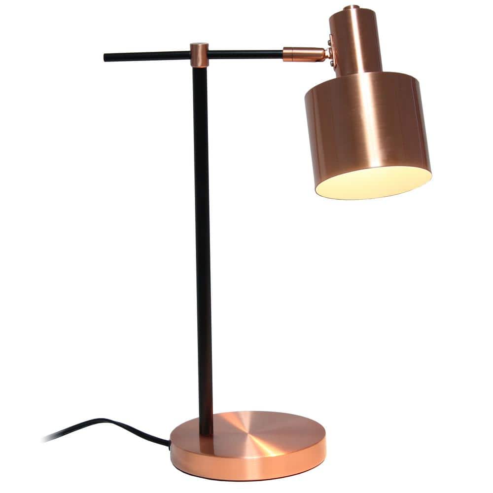 Rose Gold and Black Metal Bedside Table Lamp