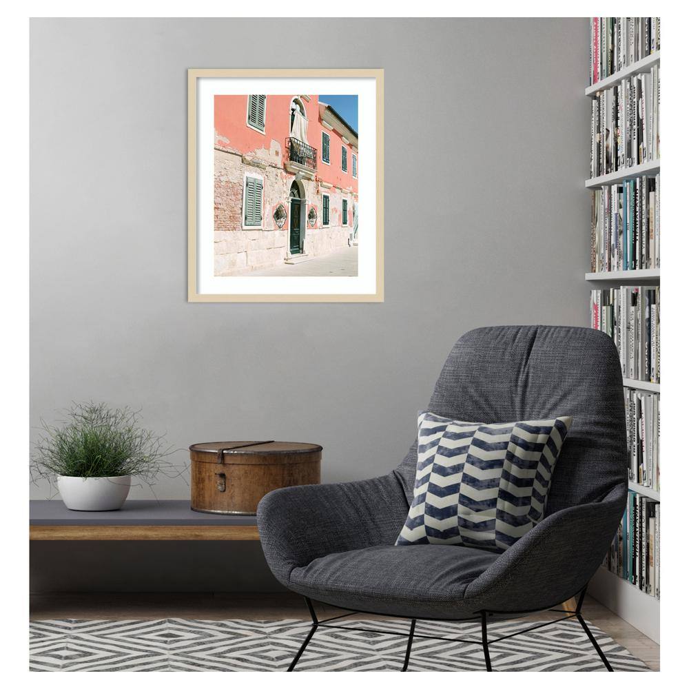 Pink Houses Mediterranean Photography in Natural Wood Frame