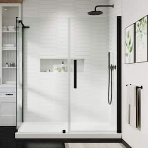 Pasadena 60 in. L x 36 in. W x 75 in. H Corner Shower Kit Pivot Frameless Shower Door in ORB with Shower Pan