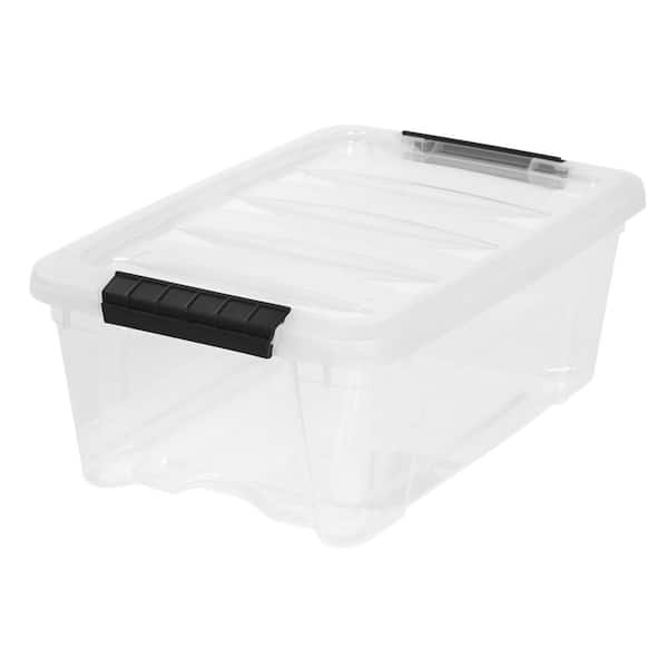 Clear Plastic Tote Containers Stack & Pull Storage Boxes 6 Pack Iris 12 Qt 